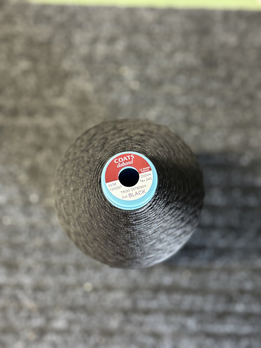 Coats Dabond V207/Metric 12 - Black 2000M spools