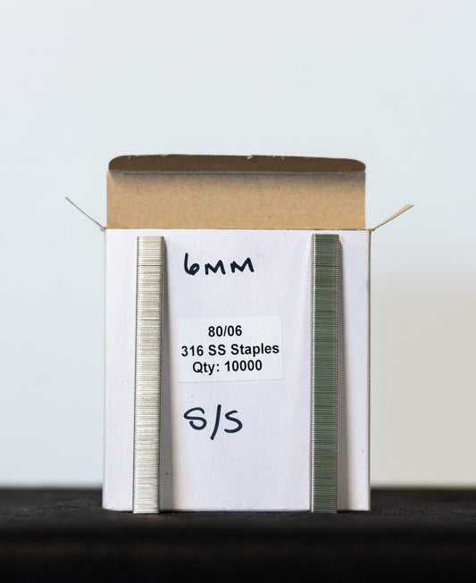 Stainless steel staples for upholstery & trimming 6mm